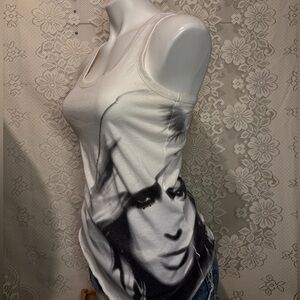 Paris Hilton graphic tank top with rhinestones